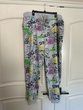 Authentic Disney Parks gray Joggers with Donald Duck Neon Graffiti NWT, size XXL